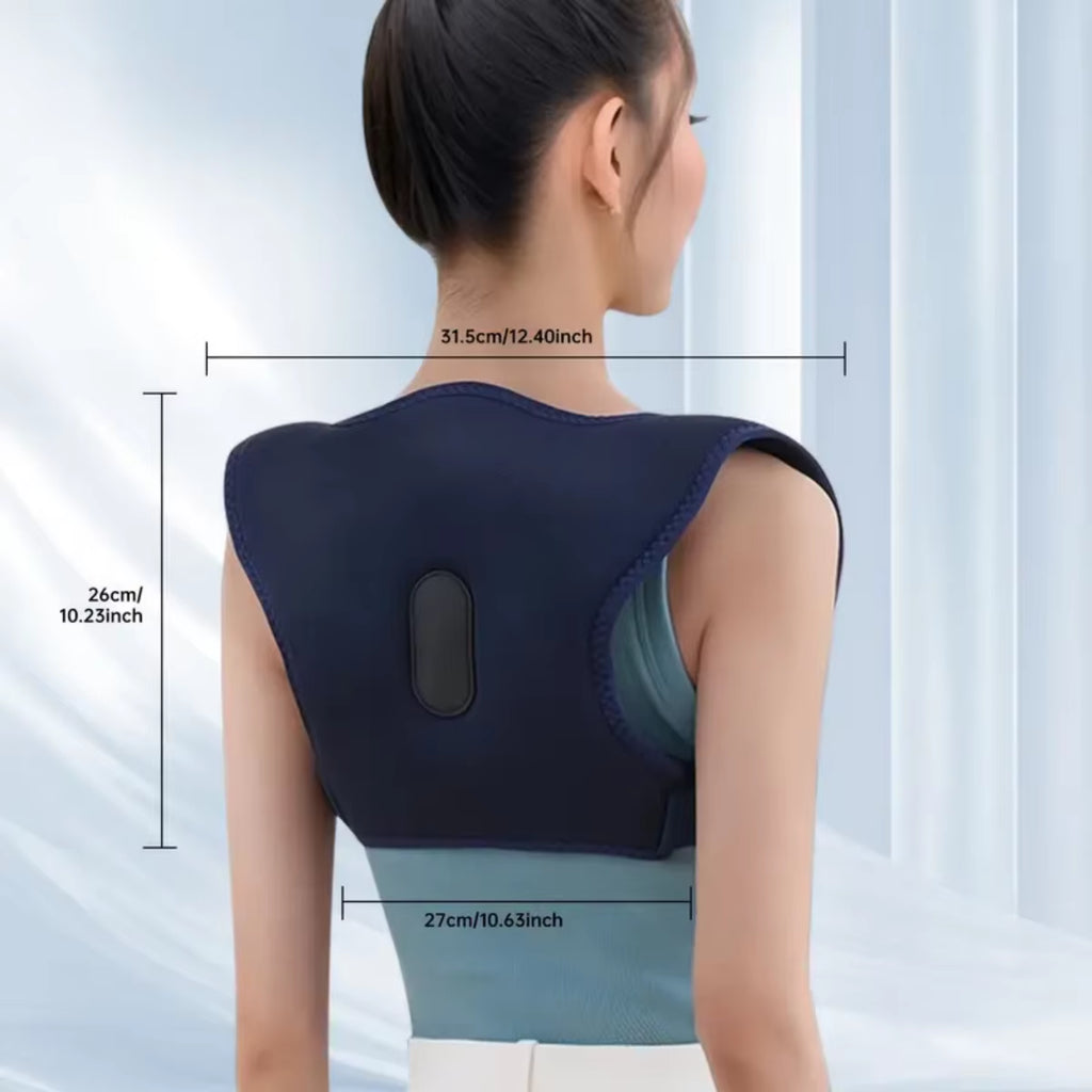 Intelligent Electric Heating Vibration Neck & Shoulder Massager Posture Corrector Belt with Back Support Wearable Massager
